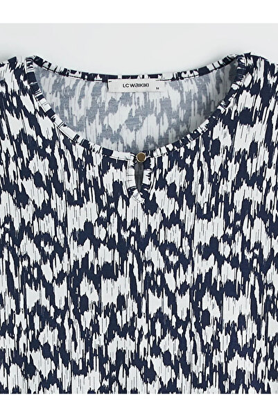 LC Waikiki Μπλούζα με μοτίβο με λαιμόκοψη σε μπλε ναυτικό