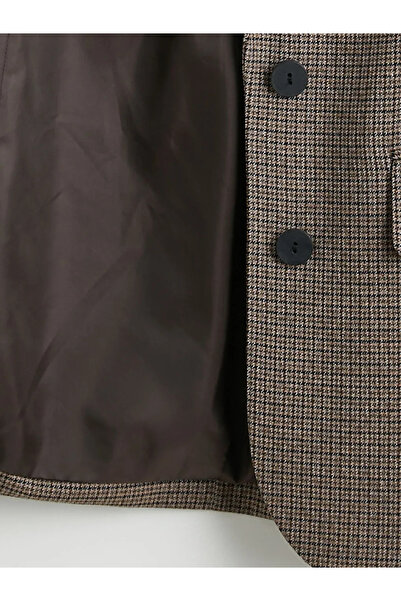 LC Waikiki Καφέ καρό γυναικείο μπλέιζερ μπουφάν