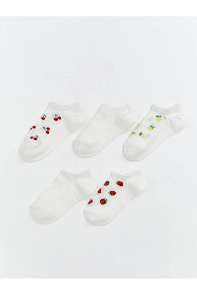 LC Waikiki Κάλτσες για κορίτσια με σχέδιο φρούτων σε χρώμα εκρού, συσκευασία ...