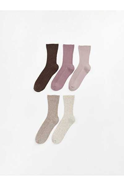 LC Waikiki Καφέ Γυναικείες ίσιες κάλτσες 5 τεμαχίων