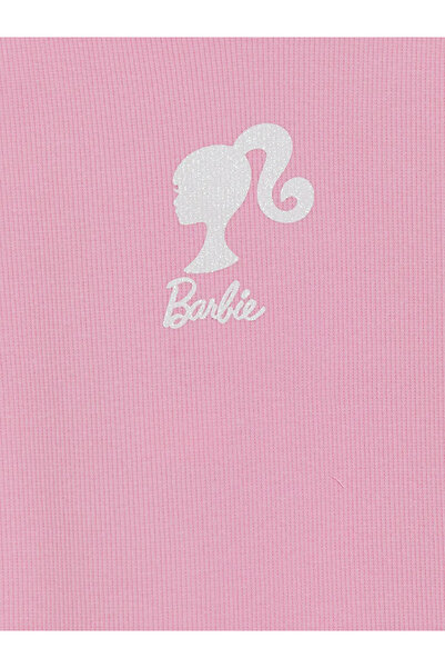 LC Waikiki Pink Crew Neck Barbie Printed Girls' Undershirt
