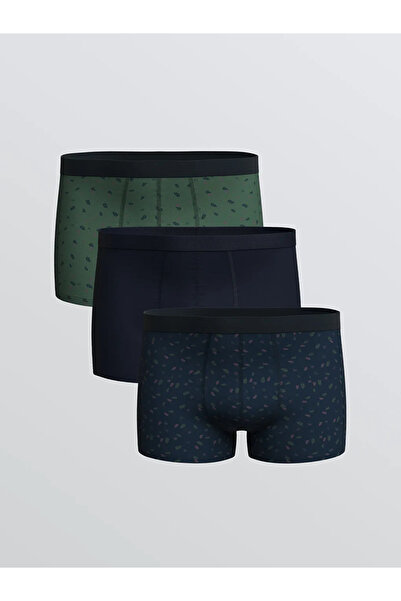 LC Waikiki Ανδρικό μπόξερ 3 τεμαχίων Navy Blue Standard Fit Cotton Flexible