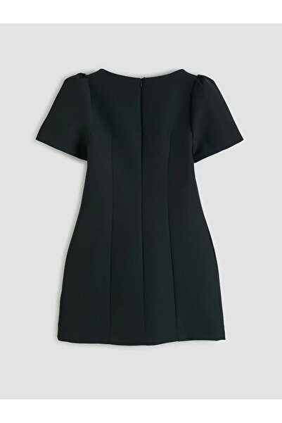 LC Waikiki Μαύρο Μίνι Φόρεμα με Μανίκια Καρπούζι