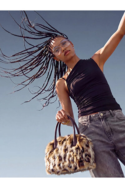 LC Waikiki Μαύρη ασύμμετρη μπλούζα με γιακά και κορδόνι