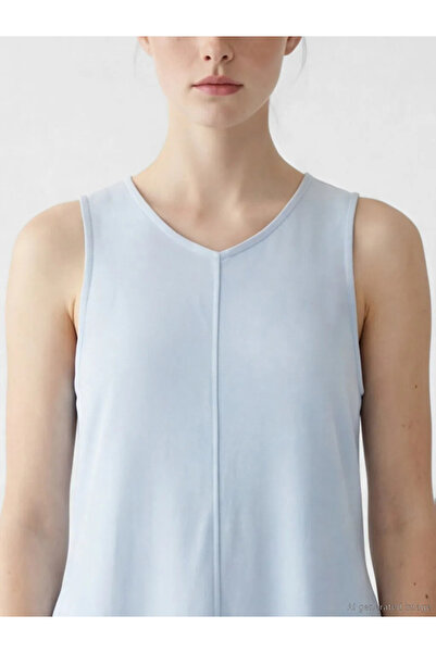 LC Waikiki Μπλε φόρεμα σε γραμμή Α από μείγμα λινών υφασμάτων