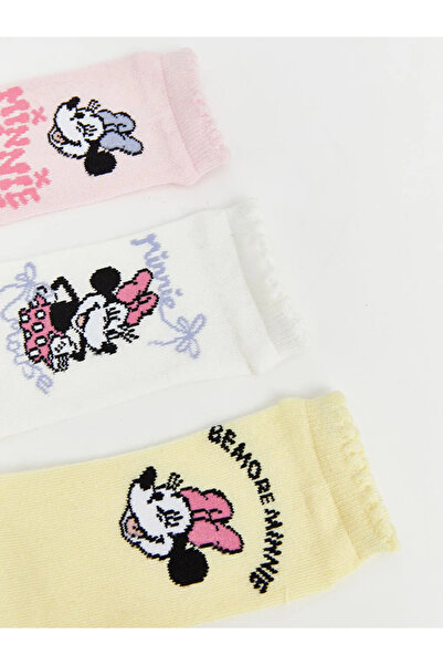 LC Waikiki Ροζ κάλτσες-μποτάκια για κορίτσια με σχέδιο Μίνι Μάους, συσκευασία...