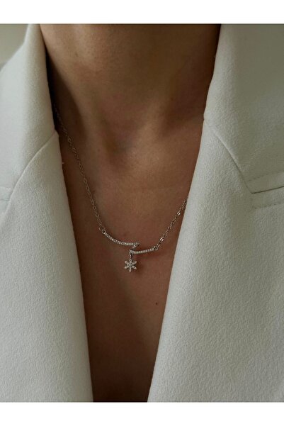 ANKA JEWELLRY ZİRKON TAŞLI SALLANTILI MİNİMAL ÇELİK KADIN KOLYE