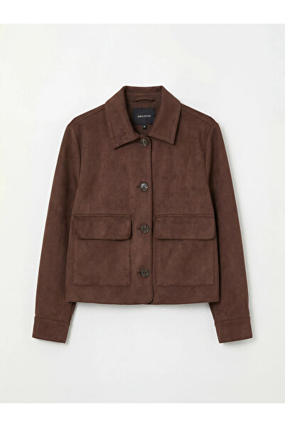 LC Waikiki Καφέ Γιακάς πουκαμίσου Γυναικείο μπουφάν Όψη σουέτ