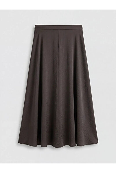 LC Waikiki Καφέ φούστα με φερμουάρ στη μέση