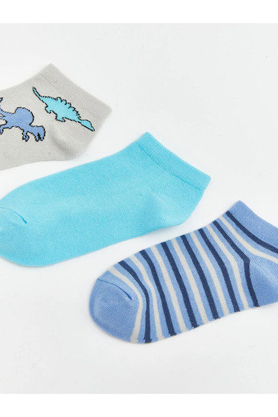 LC Waikiki Γκρι μοτίβο για αγόρια μποτάκια κάλτσες 3 τεμαχίων