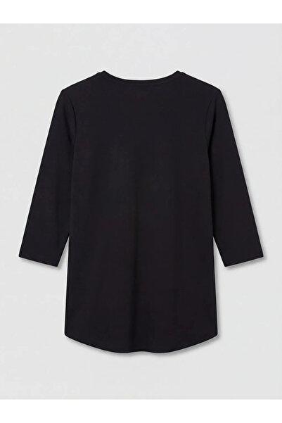 LC Waikiki Μαύρη μπλούζα με λουλουδάτο σχέδιο και λαιμόκοψη ποδηλάτου