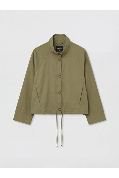 LC Waikiki Χακί Γυναικείο Μπουφάν Oversize με Όρθιο Γιακά