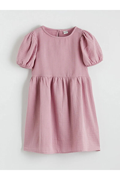 LC Waikiki Λιλά Φόρεμα για κορίτσια με κοντό μανίκι και λαιμόκοψη ποδηλάτου