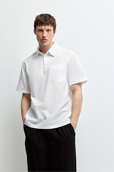 LEFTIES Keten-pamuklu polo yaka t-shirt
