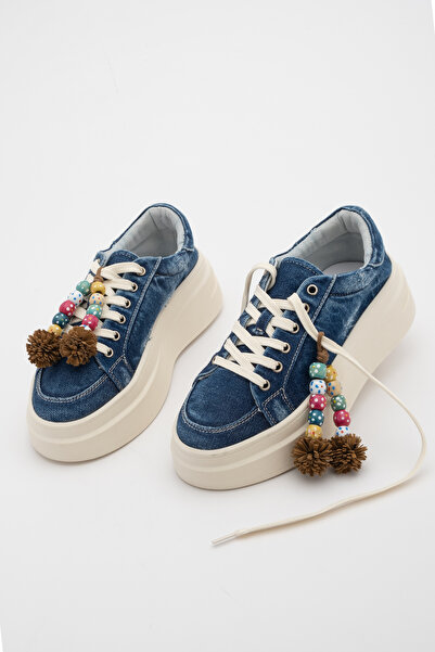 Marjin Γυναικεία αθλητικά παπούτσια με χοντρή σόλα τζιν με αφαιρούμενη πόρπη ...