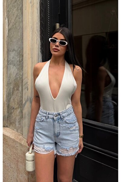 Aida Fashion Yırtık detay denim şort