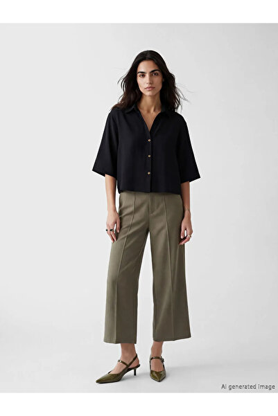 LC Waikiki Μαύρο oversize γυναικείο πουκάμισο