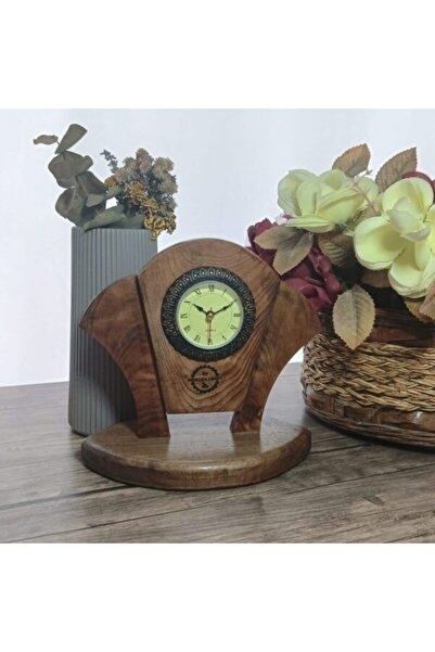Morgen Craft Tima Ahşap Masa Saati - %100 El Yapımı - Ceviz Ağacı - 20x15x5