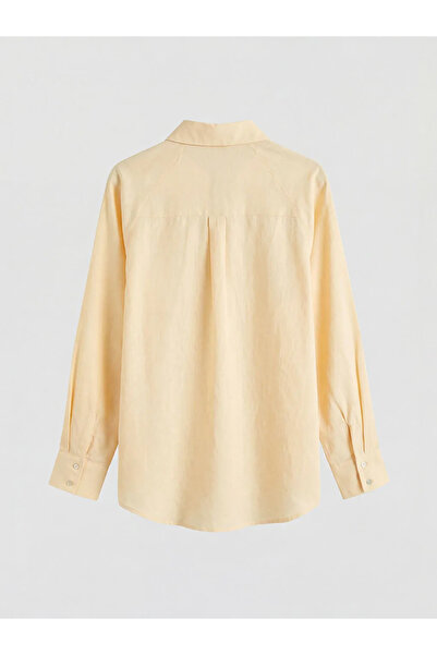 LC Waikiki Κίτρινο Γυναικείο Πουκάμισο 100% Λινό