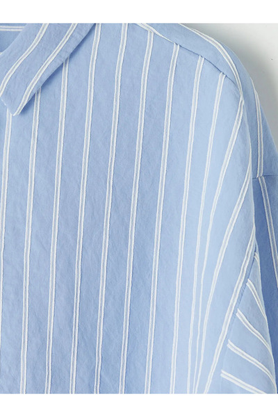 LC Waikiki Γυναικείο πουκάμισο Oversize με μπλε ρίγες