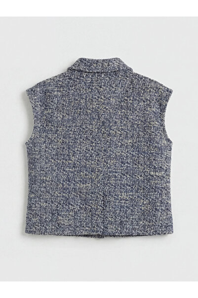 LC Waikiki Γυναικείο γιλέκο σε μπλε ναυτικό χρώμα με υφή γιακά πουκαμίσου