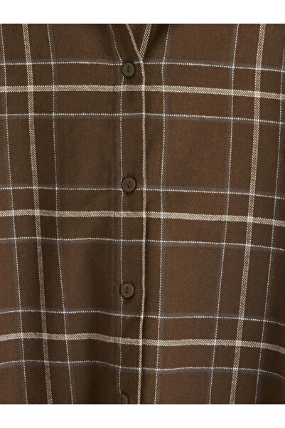 LC Waikiki Καφέ καρό γυναικείο πουκάμισο