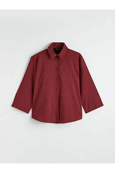 LC Waikiki Γυναικείο πουκάμισο από ποπλίνα σε μπορντό χρώμα