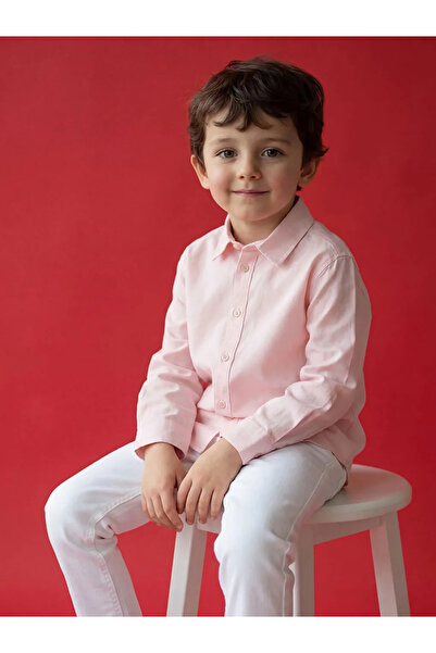 LC Waikiki Ροζ μακρυμάνικο πουκάμισο Oxford για αγόρια