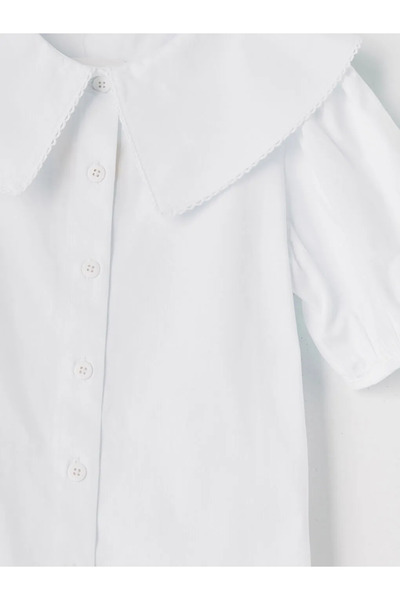 LC Waikiki Λευκό πουκάμισο για κορίτσια με γιακά μωρού από ποπλίνα