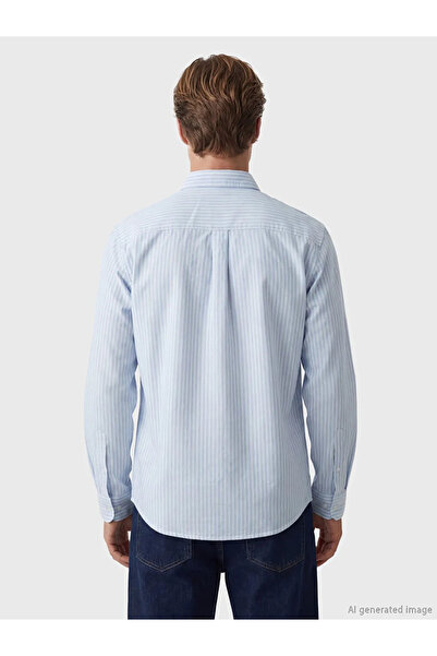 LC Waikiki Blue Regular Fit Striped Poplin Men's Shirt