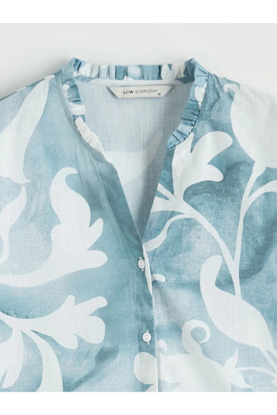 LC Waikiki Γυναικείο πουκάμισο με μπλε μοτίβο σε γιακά