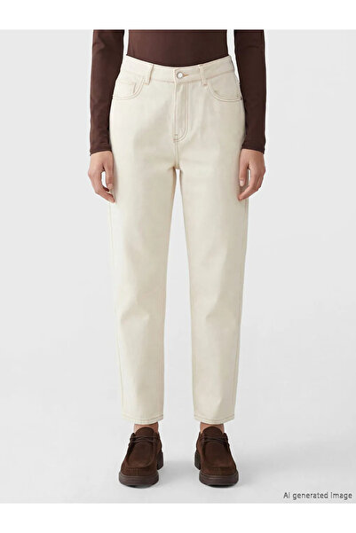 LC Waikiki Γυναικείο τζιν παντελόνι σε ίσια γραμμή, εκρού χρώματος