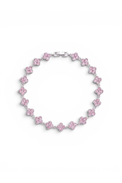 Swen Collection Pembe Zirkon Taşlı Yonca Bileklik