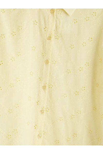 LC Waikiki Γυναικείο πουκάμισο με κίτρινα μανίκια μπαλόνια και κέντημα