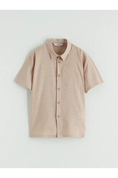 LC Waikiki Brown Basic Short Sleeve Boys' Shirt