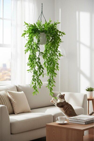 Nettenevime Yapay Çiçek Sarkan Fejka Makreme Plastik Saksıda Yapay Sarmaşık 90cm