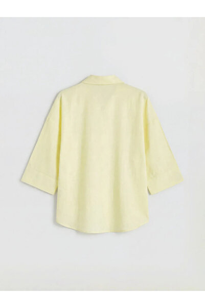 LC Waikiki Κίτρινο γυναικείο πουκάμισο με τρία τέταρτα μανίκια