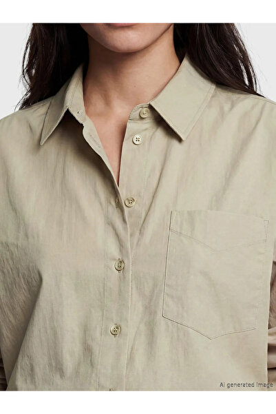 LC Waikiki Μπεζ πουκάμισο ποπλίνας σε μεγάλο μέγεθος για γυναίκες