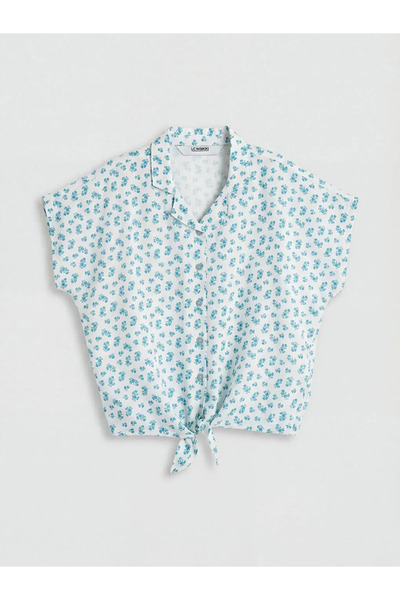 LC Waikiki Πράσινο φλοράλ κοριτσίστικο πουκάμισο