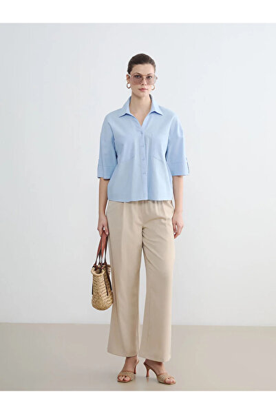 LC Waikiki Γυναικείο πουκάμισο Blue Poplin