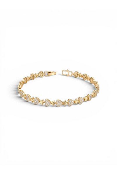 Swen Collection Gold Renk Yıldız Kalp Bileklik