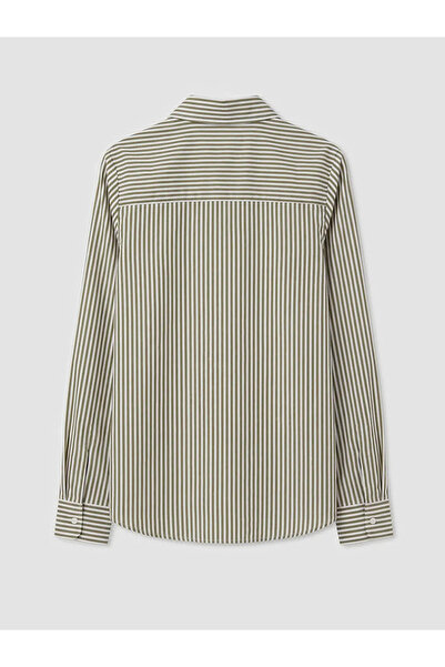 LC Waikiki Πράσινο ριγέ γυναικείο πουκάμισο Oxford