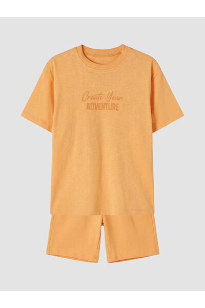 LC Waikiki Orange Printed Boys' Shorts Set