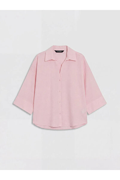 LC Waikiki Ροζ γυναικείο πουκάμισο με τρία τέταρτα μανίκια