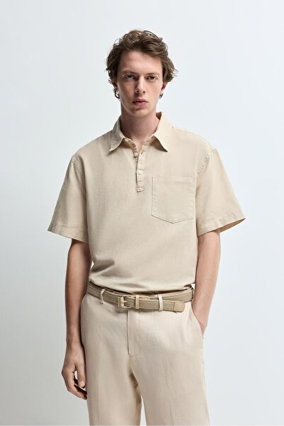 LEFTIES Keten-pamuklu polo yaka t-shirt