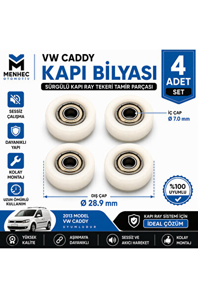 Menhec Otomotiv VW Caddy Sürgülü Kapı Bilyası 4 Adet Set 29mm Kapı Ray Tekeri...