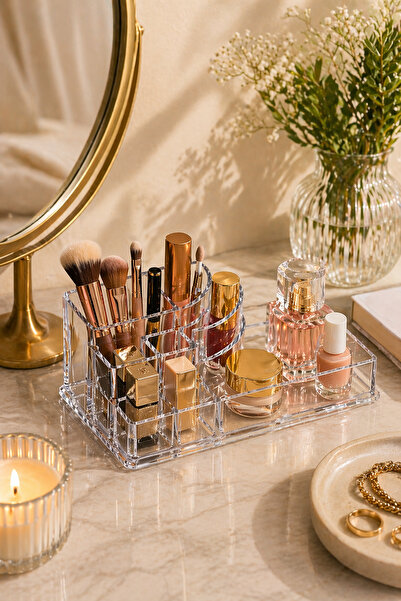 inteleven Transparent Multi-Compartment Acrylic Makeup Organizer