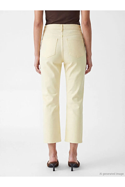 LC Waikiki Κίτρινο Crop Flare Γυναικείο Τζιν Παντελόνι