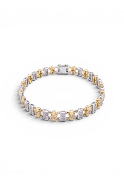 Swen Collection Gold & Silver Zigzag Bileklik