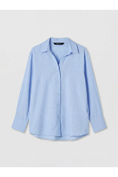 LC Waikiki Γυναικείο πουκάμισο από σατέν με μπλε ρίγες